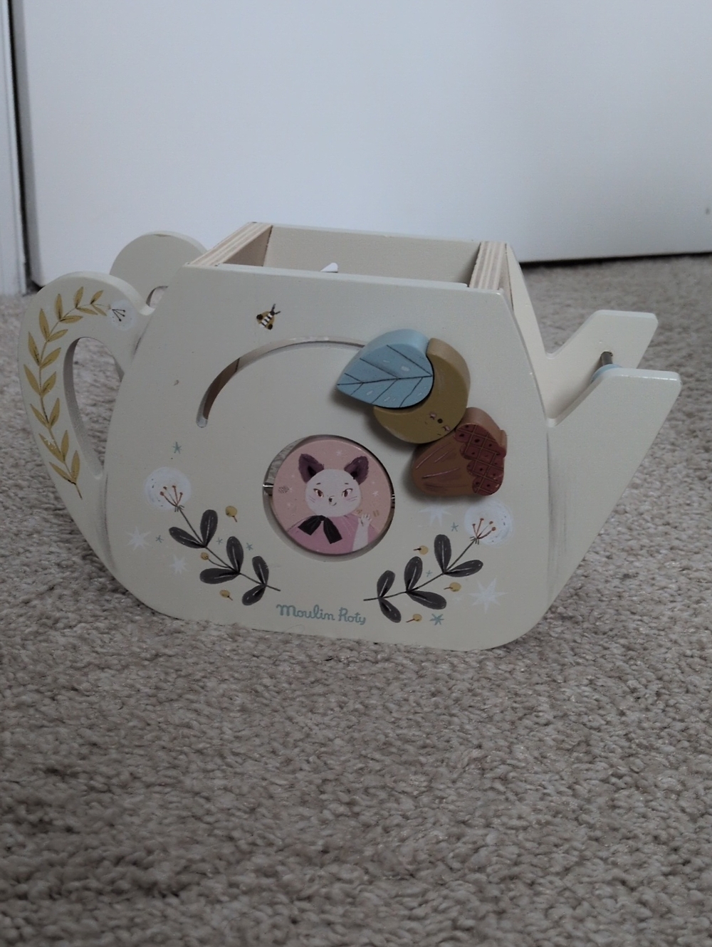 Cream Wooden Teapot Toy - Moulin Roty